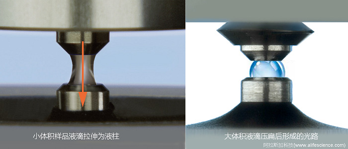 NannoDropOne C微量紫外可見光度計(jì)檢測(cè)表面不同體積測(cè)試樣品檢測(cè)光程的變化.jpg NannoDropOne C微量紫外可見光度計(jì)檢測(cè)表面不同體積測(cè)試樣品檢測(cè)光程的變化.jpg